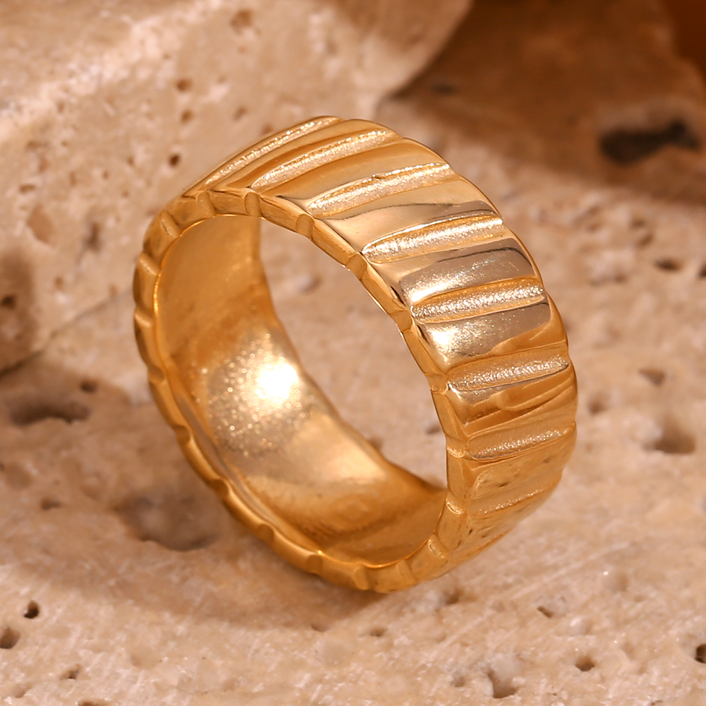 Vintage Style Simple Style Classic Style Solid Color Stainless Steel Plating 18k Gold Plated Open Rings display picture 5