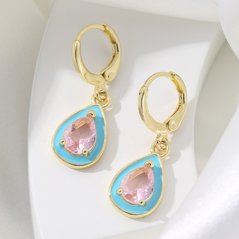 1 Pair Sweet Simple Style Water Droplets Heart Shape Plating Inlay Copper Zircon 18k Gold Plated Drop Earrings display picture 12