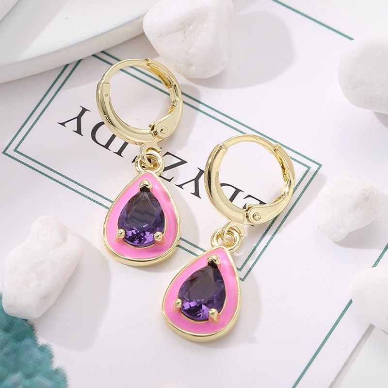 1 Pair Sweet Simple Style Water Droplets Heart Shape Plating Inlay Copper Zircon 18k Gold Plated Drop Earrings display picture 13