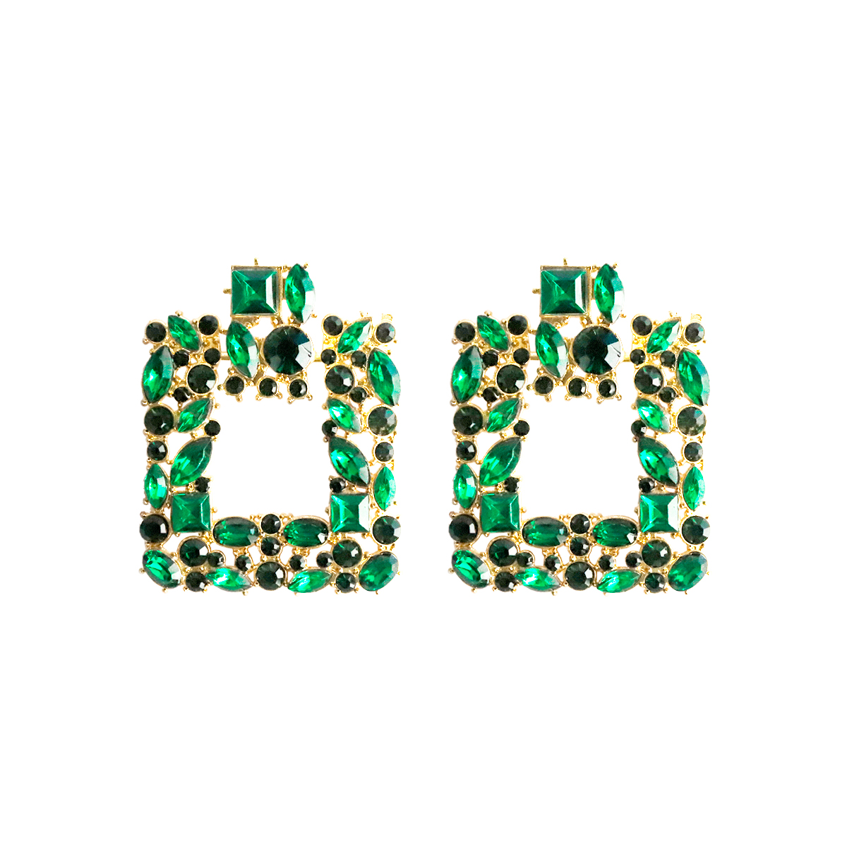 1 Pair Luxurious Shiny Square Inlay Alloy Rhinestones Ear Studs display picture 7