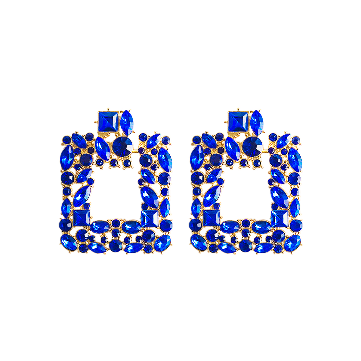 1 Par Lujoso Brillante Cuadrado Embutido Aleación Diamantes De Imitación Pendientes display picture 6