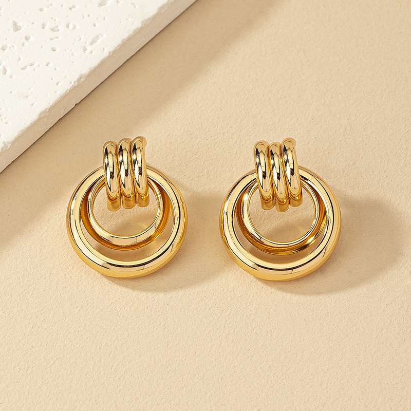 1 Pair Simple Style Commute Round Plating Alloy Drop Earrings display picture 4