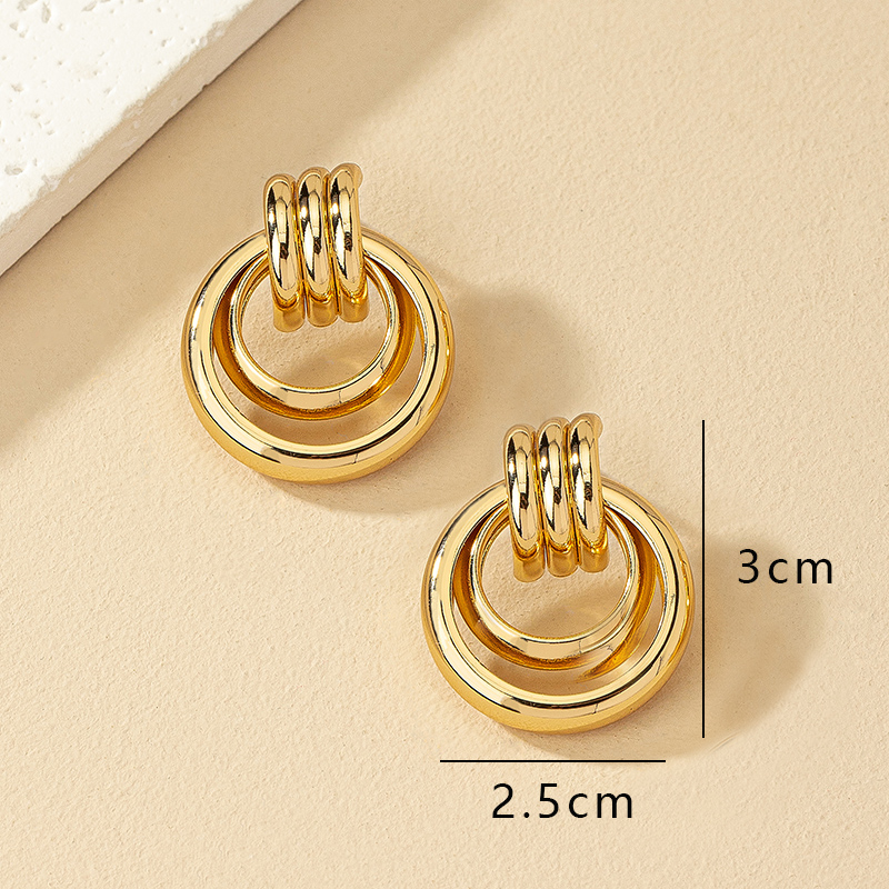1 Pair Simple Style Commute Round Plating Alloy Drop Earrings display picture 6
