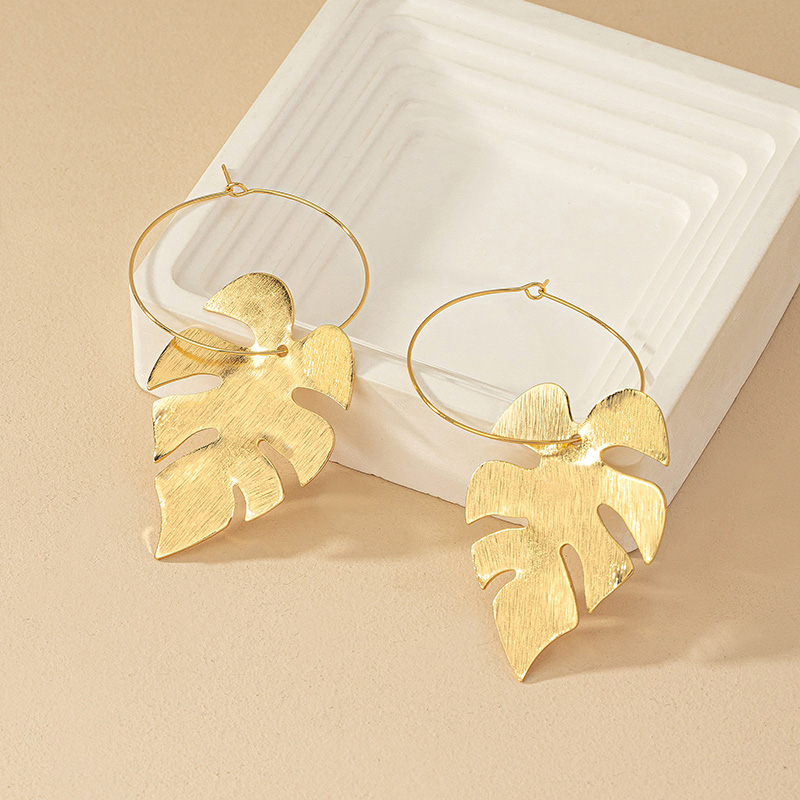 1 Pair French Style Simple Style Leaves Plating Alloy Drop Earrings display picture 4