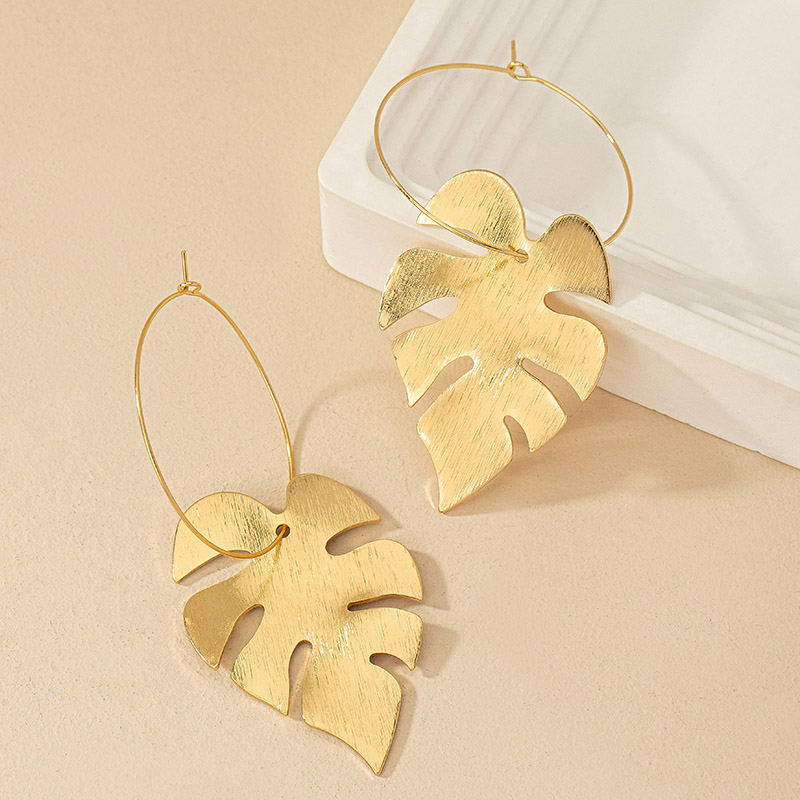 1 Pair French Style Simple Style Leaves Plating Alloy Drop Earrings display picture 5
