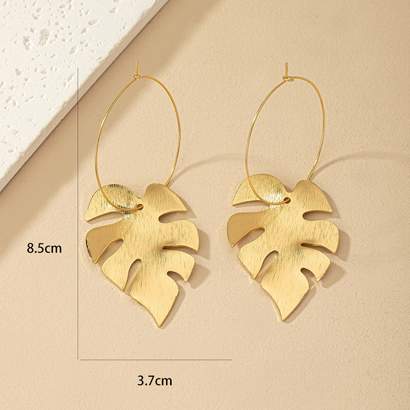 1 Pair French Style Simple Style Leaves Plating Alloy Drop Earrings display picture 6