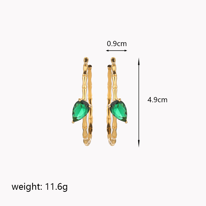 1 Pair Glam Shiny C Shape Heart Shape Plating Inlay Copper Crystal Moss Agate Zircon 14k Gold Plated 18k Gold Plated Earrings display picture 5