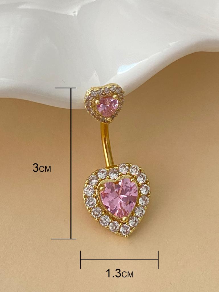 Classic Style Shiny Heart Shape Stainless Steel Titanium Copper Plating Inlay Zircon White Gold Plated Gold Plated Silver Plated Belly Ring display picture 6