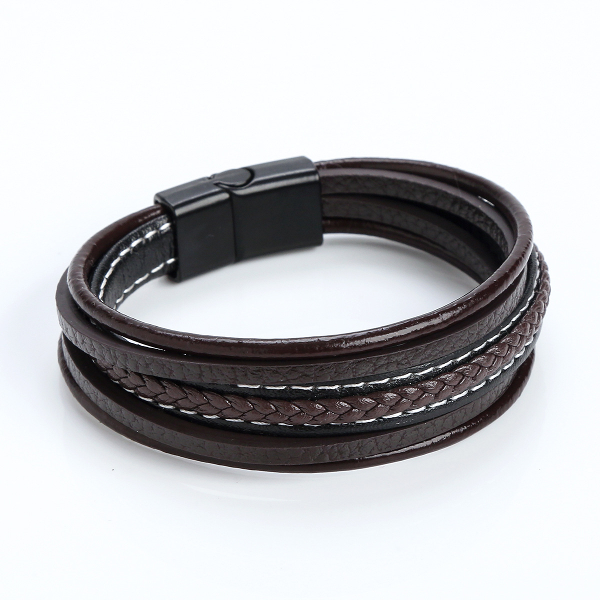Vintage Style Solid Color Solid Color Pu Leather Alloy Handmade Men's Bracelets display picture 6