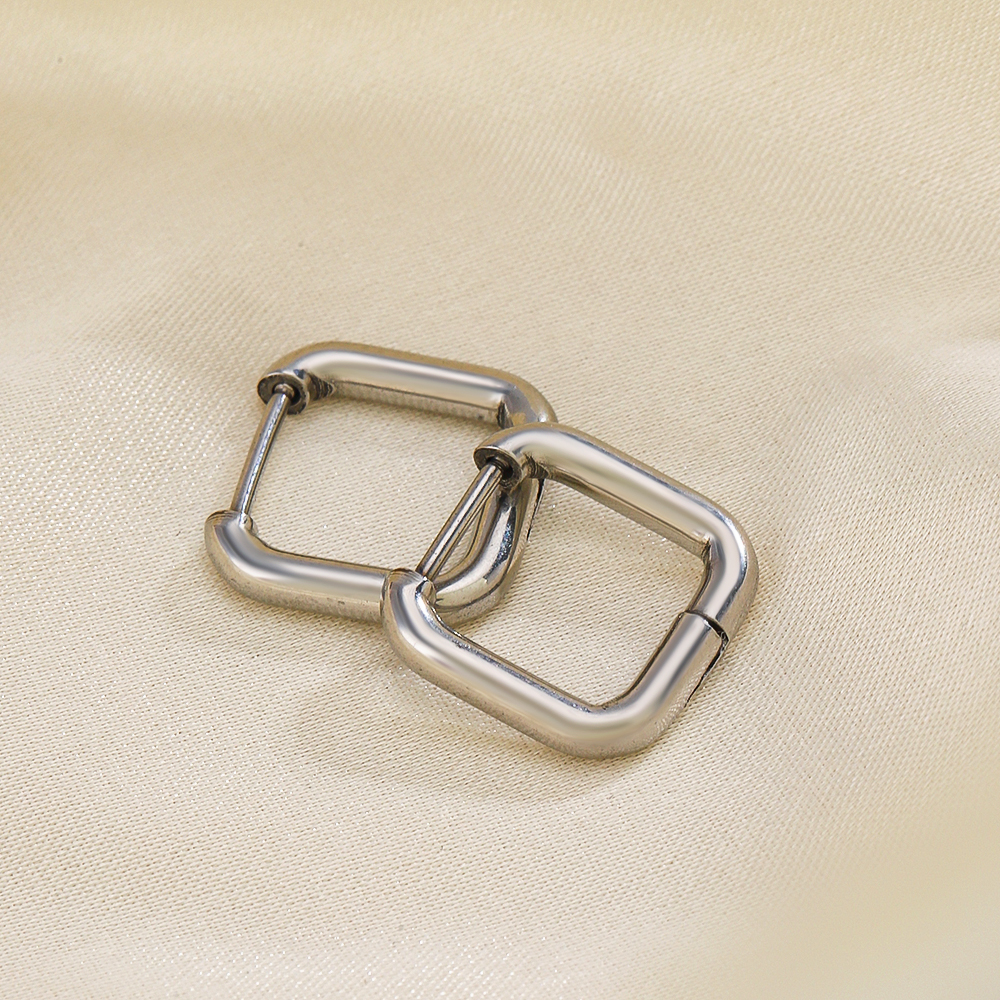 1 Pair Simple Style Square Plating 304 Stainless Steel 18K Gold Plated Earrings display picture 1