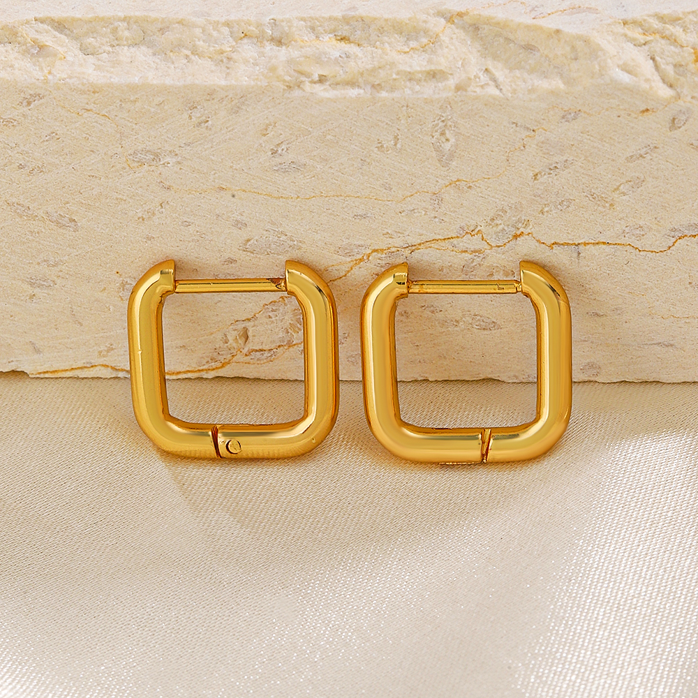 1 Pair Simple Style Square Plating 304 Stainless Steel 18K Gold Plated Earrings display picture 2