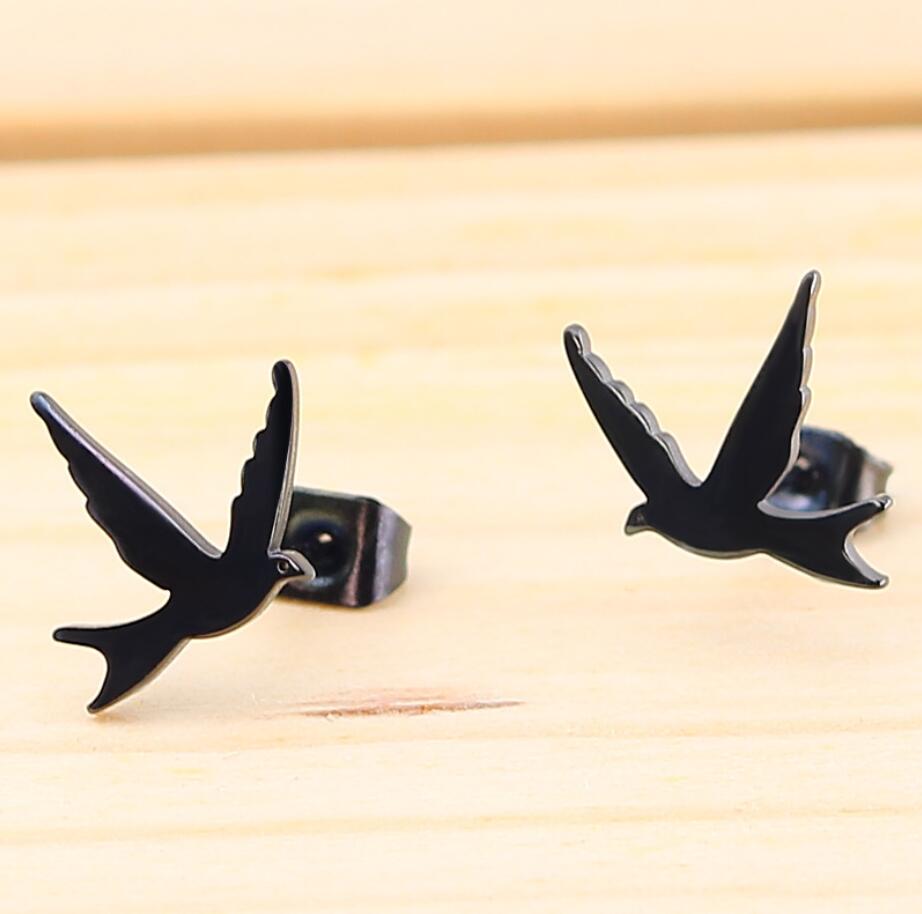 1 Pair Retro Simple Style Animal Bird Polishing Plating Stainless Steel 18k Gold Plated Ear Studs display picture 4
