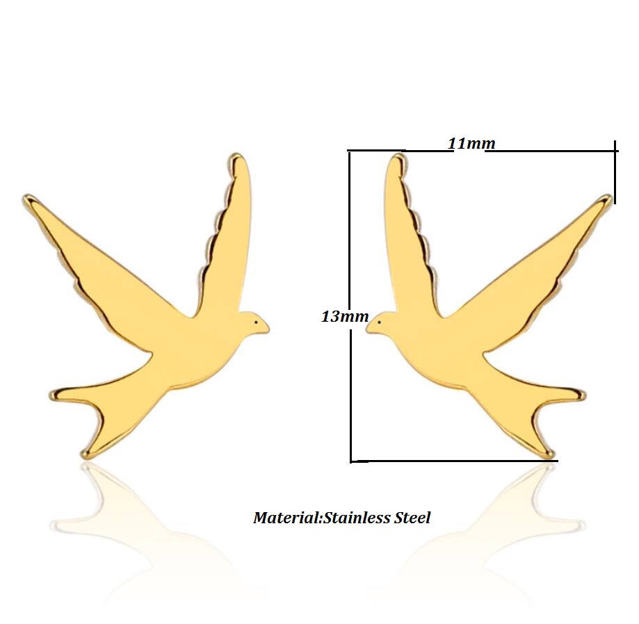 1 Pair Retro Simple Style Animal Bird Polishing Plating Stainless Steel 18k Gold Plated Ear Studs display picture 2