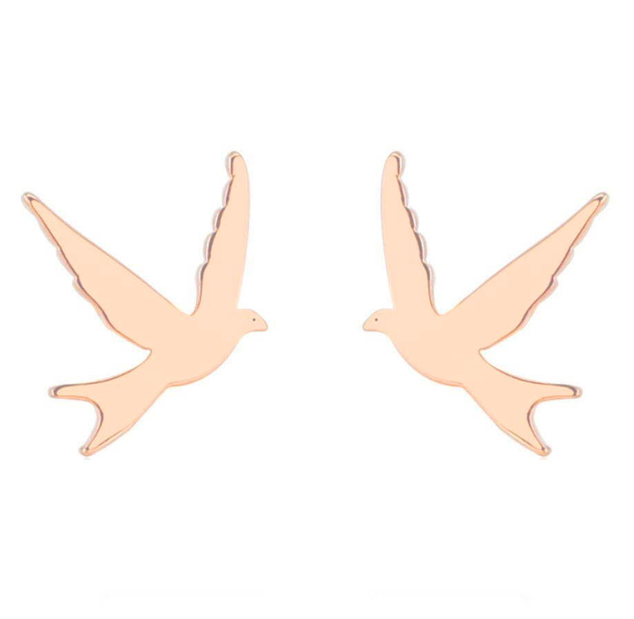 1 Pair Retro Simple Style Animal Bird Polishing Plating Stainless Steel 18k Gold Plated Ear Studs display picture 3