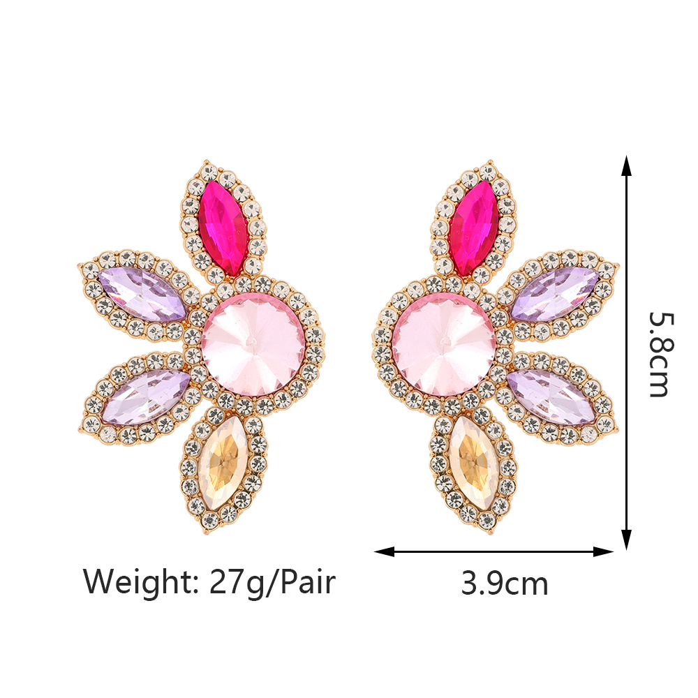 1 Pair Glam Flower Inlay Alloy Rhinestones Glass Ear Studs display picture 1
