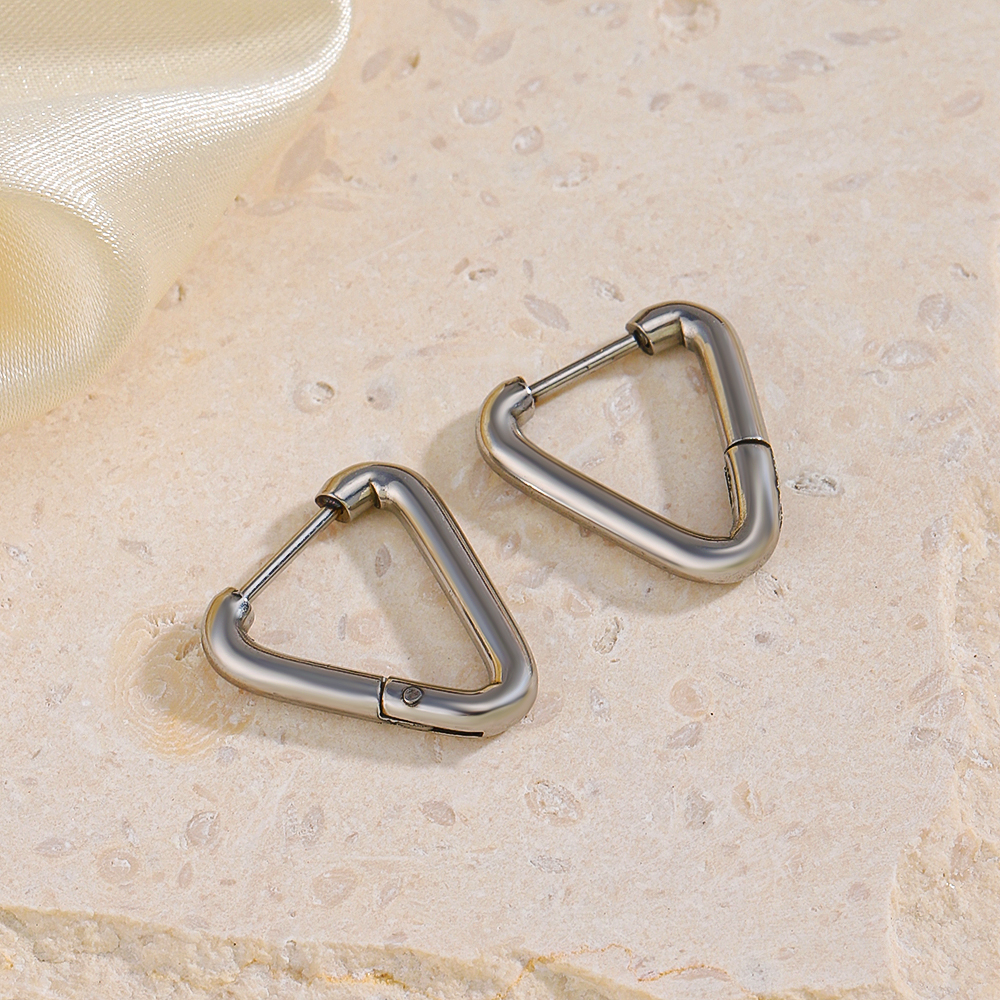 1 Pair Basic Simple Style Triangle Plating Stainless Steel 18k Gold Plated Earrings display picture 2