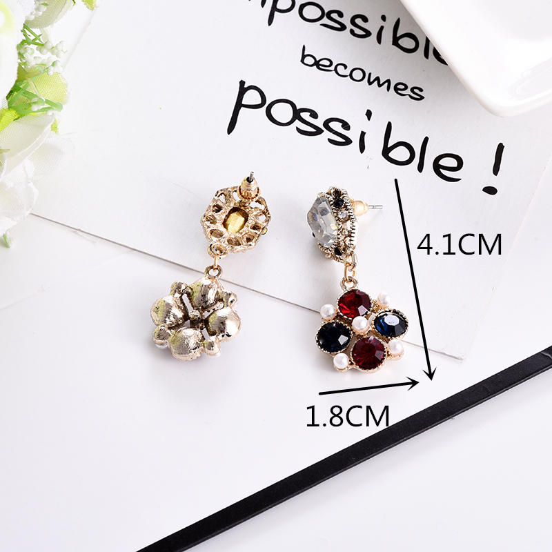 Wholesale Jewelry Simple Style Round Alloy Zircon Gold Plated Plating Inlay Drop Earrings display picture 2