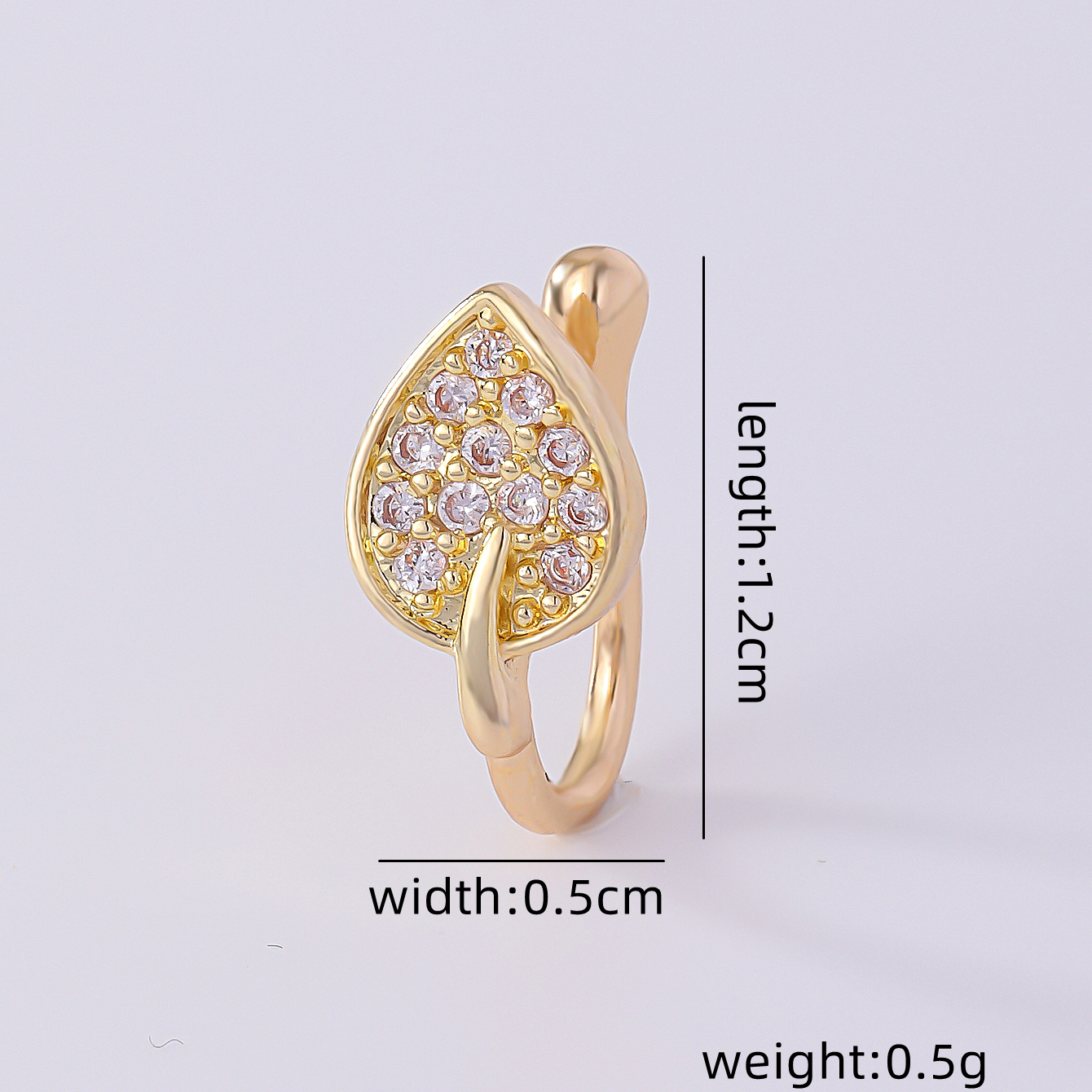 1 Piece Nose Rings & Studs Simple Style Solid Color Copper Inlay Zircon K Gold Plated display picture 3