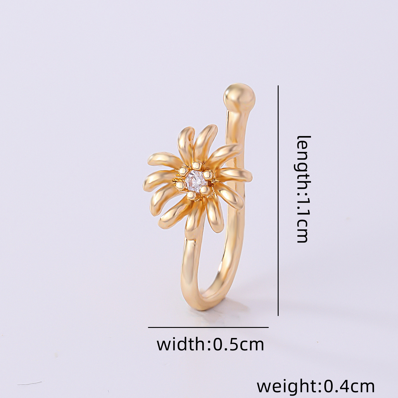 1 Piece Nose Rings & Studs Simple Style Solid Color Copper Inlay Zircon K Gold Plated display picture 13