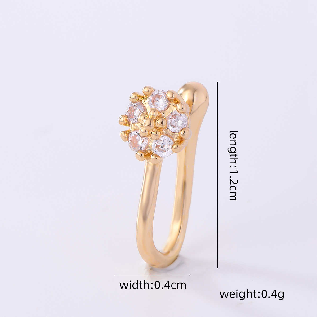 1 Piece Nose Rings & Studs Simple Style Solid Color Copper Inlay Zircon K Gold Plated display picture 32