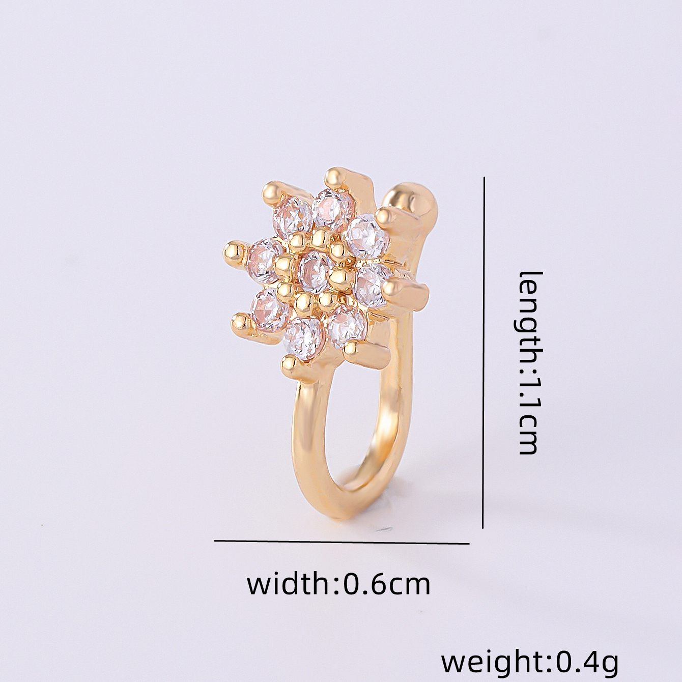 1 Piece Nose Rings & Studs Simple Style Solid Color Copper Inlay Zircon K Gold Plated display picture 52