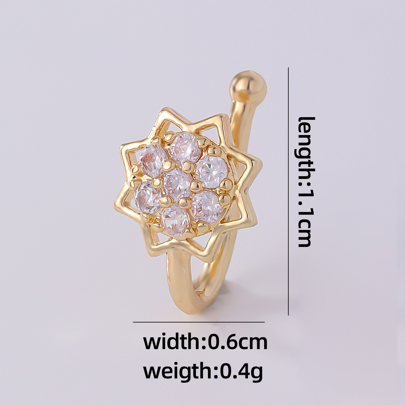 1 Piece Nose Rings & Studs Simple Style Solid Color Copper Inlay Zircon K Gold Plated display picture 54