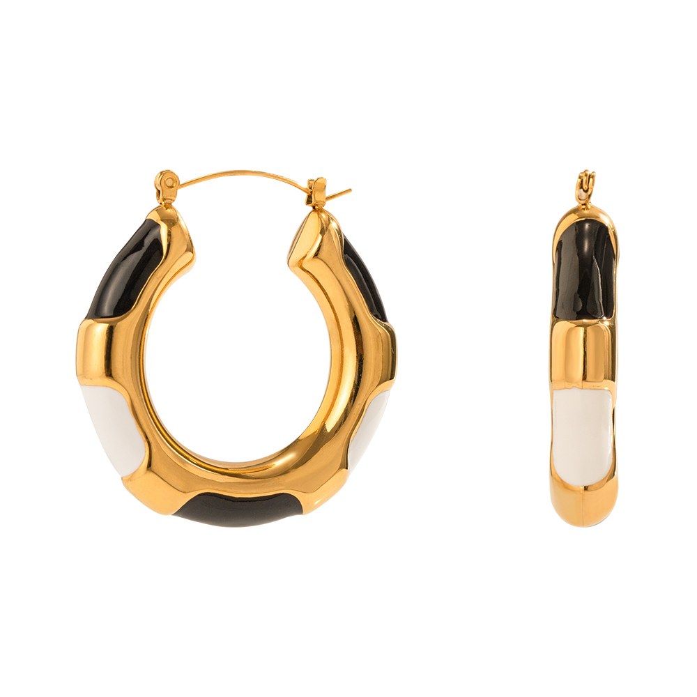 1 Pair Elegant Geometric Enamel Plating Stainless Steel 18k Gold Plated Earrings display picture 1
