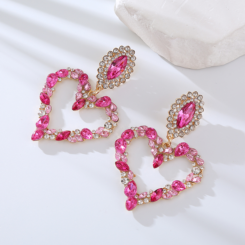 1 Pair Elegant Luxurious Queen Heart Shape Inlay Alloy Rhinestones Drop Earrings display picture 7