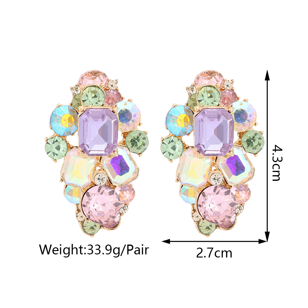 1 Pair Lady Shiny Geometric Inlay Zinc Alloy Artificial Gemstones Ear Studs display picture 1