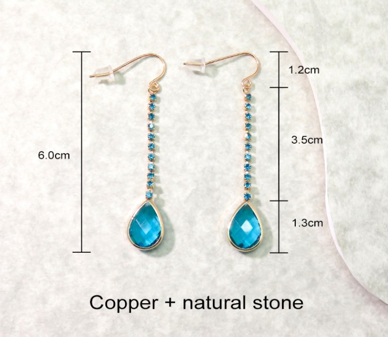 1 Pair Elegant Lady Water Droplets Inlay Copper Zircon Drop Earrings display picture 1