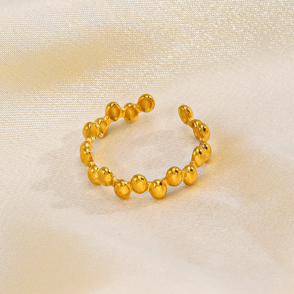 Edelstahl 304 18 Karat Vergoldet Vintage-Stil Überzug Oval Offener Ring display picture 3