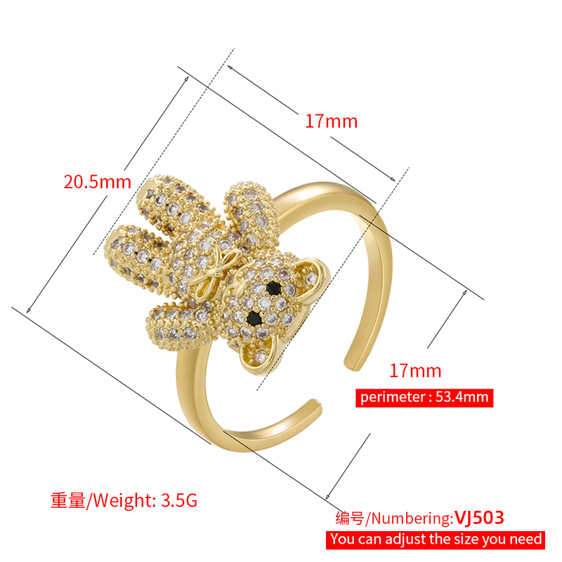 Elegant Bear Copper Plating Inlay Zircon 18k Gold Plated Open Rings display picture 13