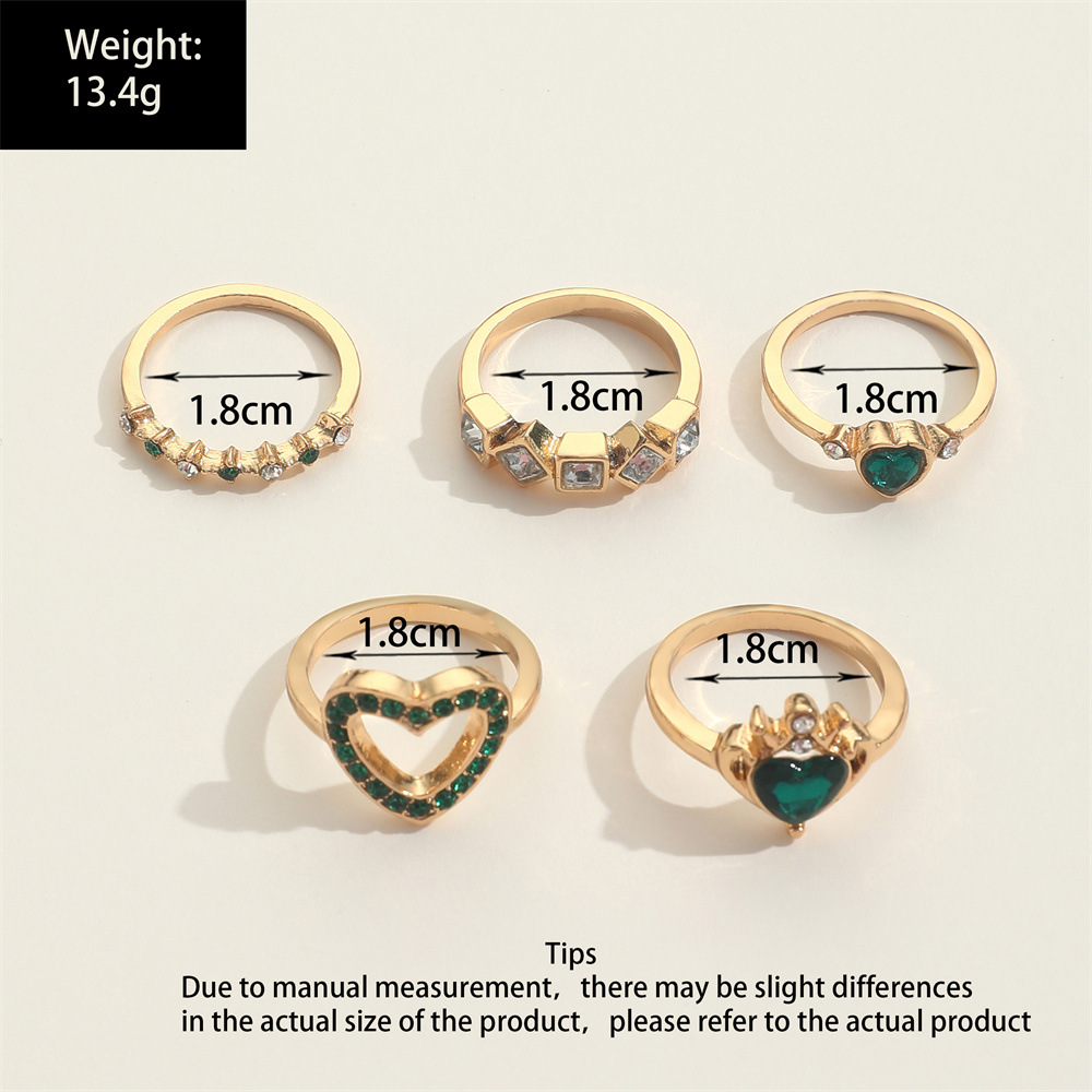 Elegant Lady Geometric Heart Shape Artificial Rhinestones Alloy Wholesale Rings display picture 2