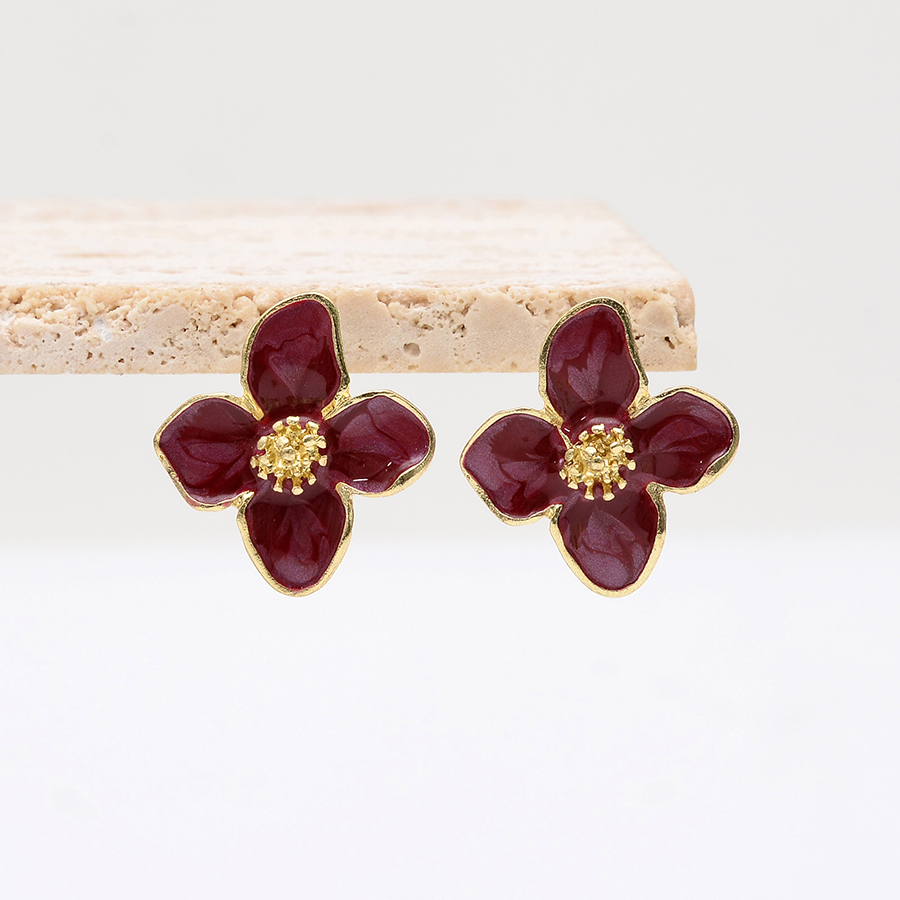 1 Pair Luxurious Sweet Artistic Petal Enamel Three-dimensional Alloy Ear Studs display picture 5