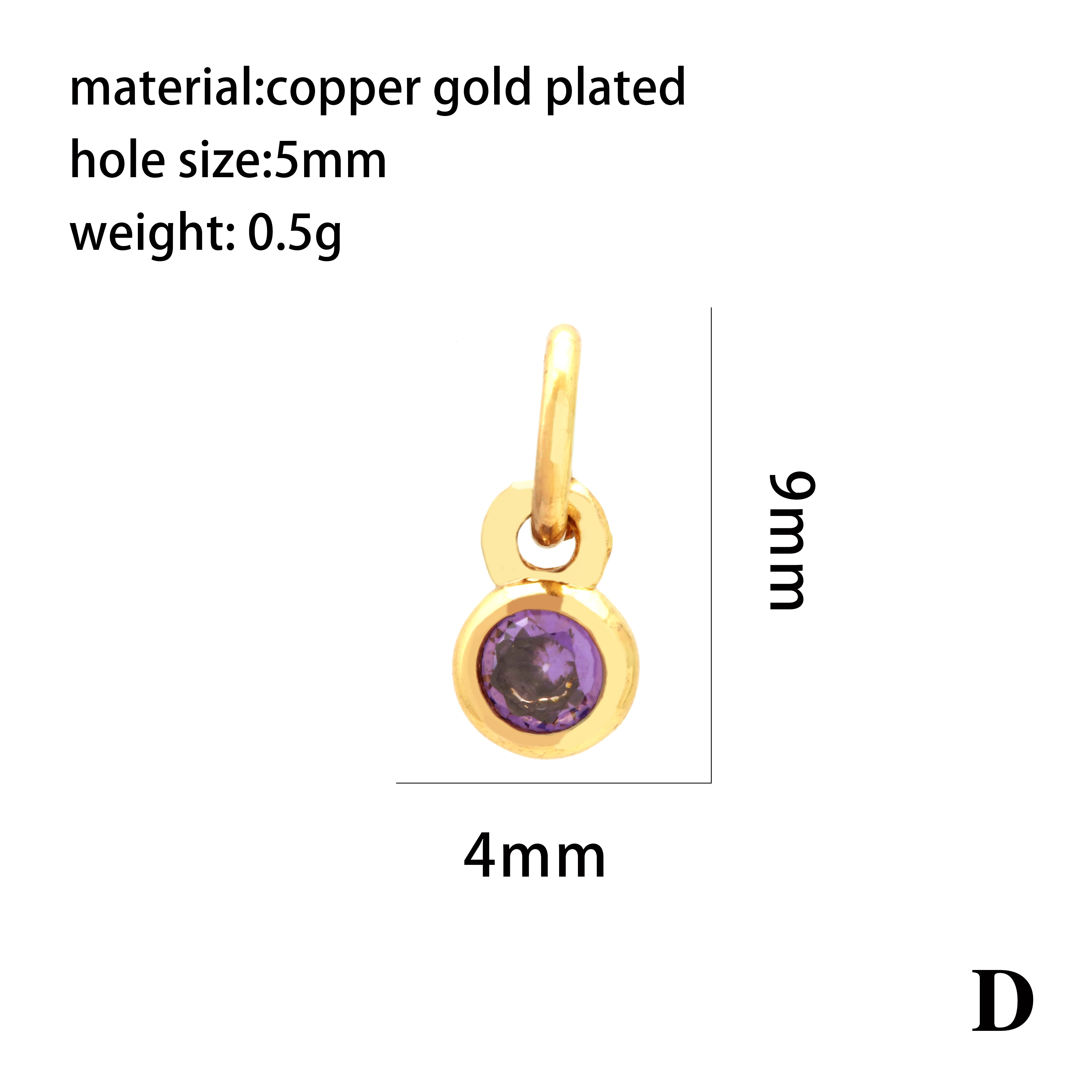 Casual Simple Style Round Rectangle Copper Plating Inlay Zircon 18k Gold Plated Charms display picture 5