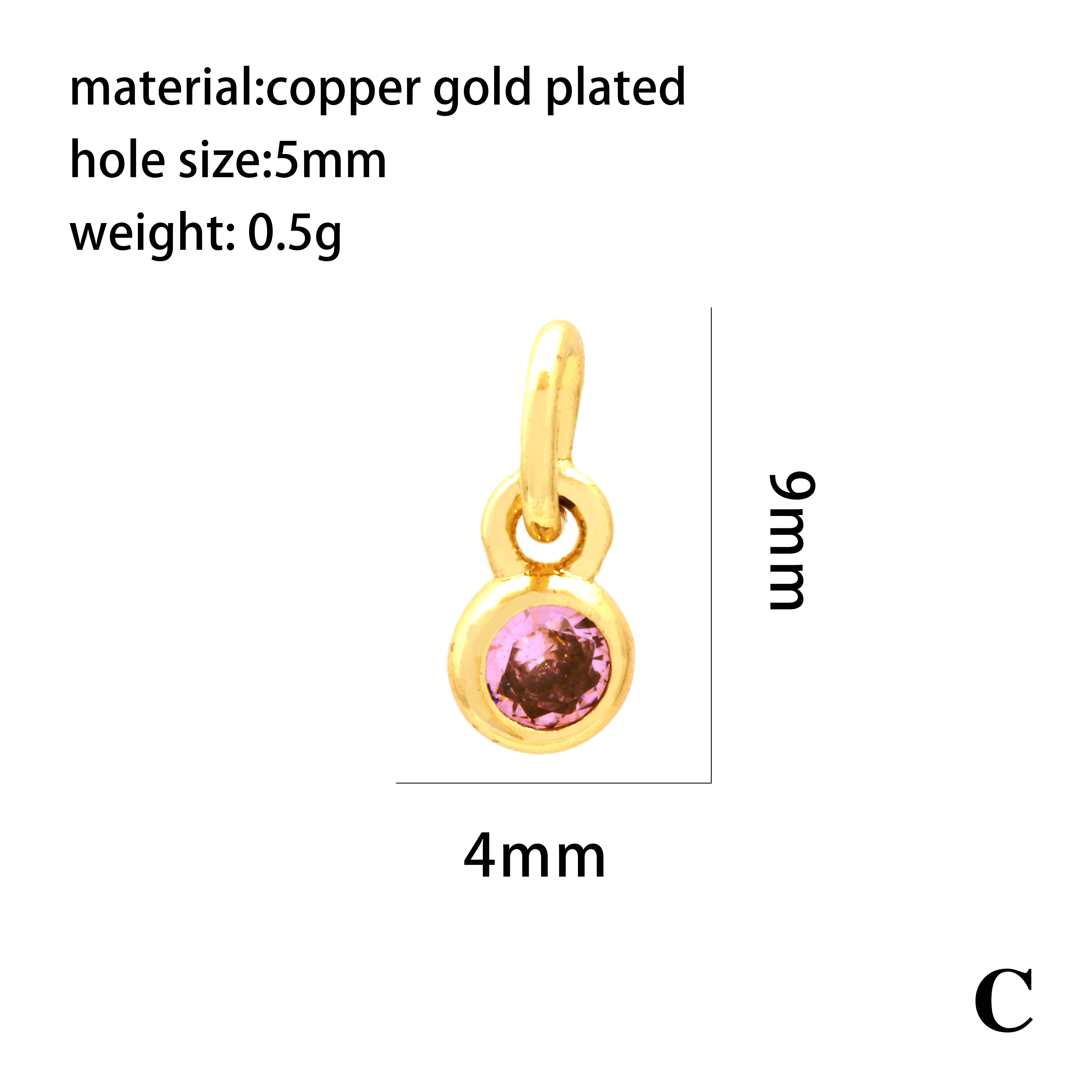 Casual Simple Style Round Rectangle Copper Plating Inlay Zircon 18k Gold Plated Charms display picture 7