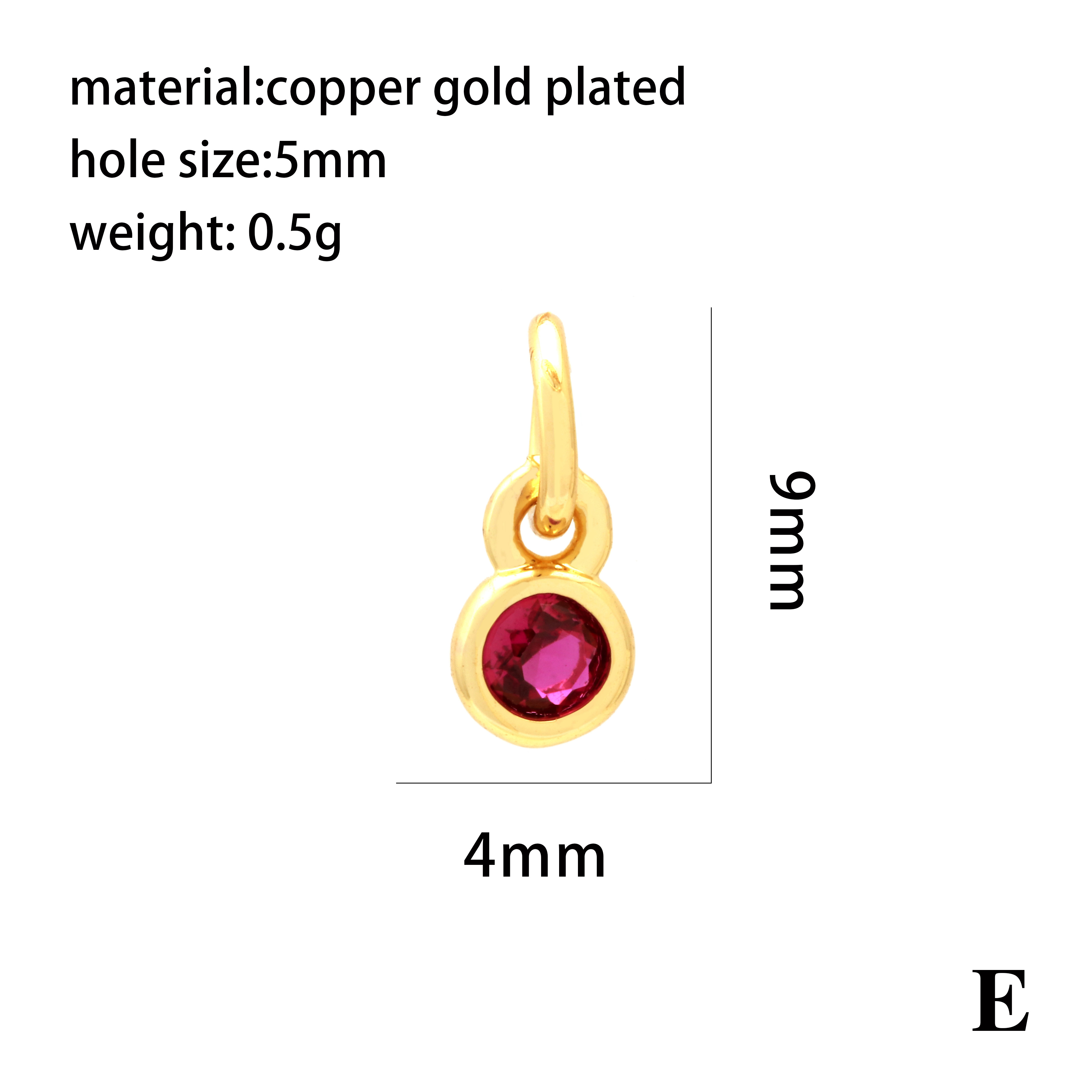 Casual Simple Style Round Rectangle Copper Plating Inlay Zircon 18k Gold Plated Charms display picture 6