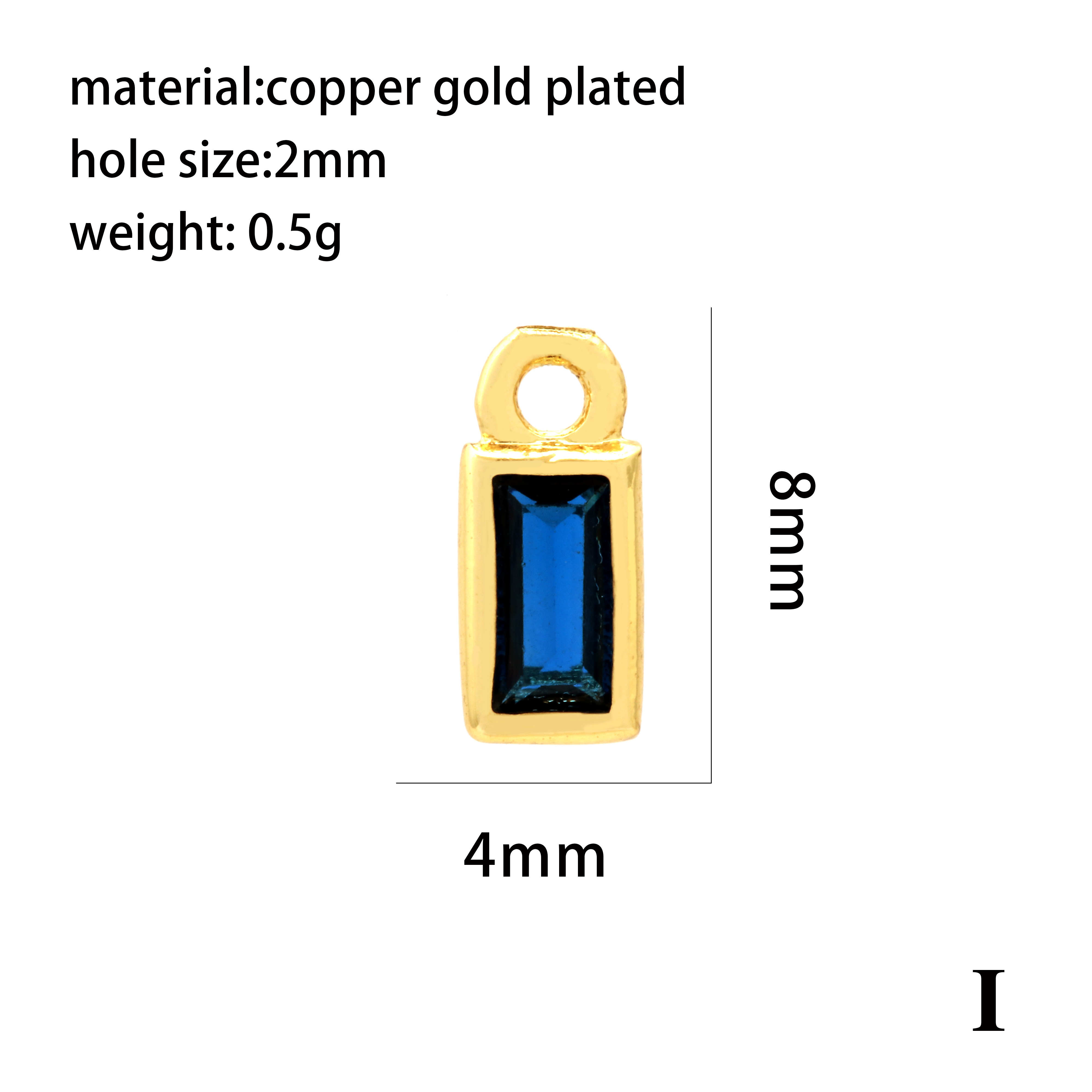 Casual Simple Style Round Rectangle Copper Plating Inlay Zircon 18k Gold Plated Charms display picture 9
