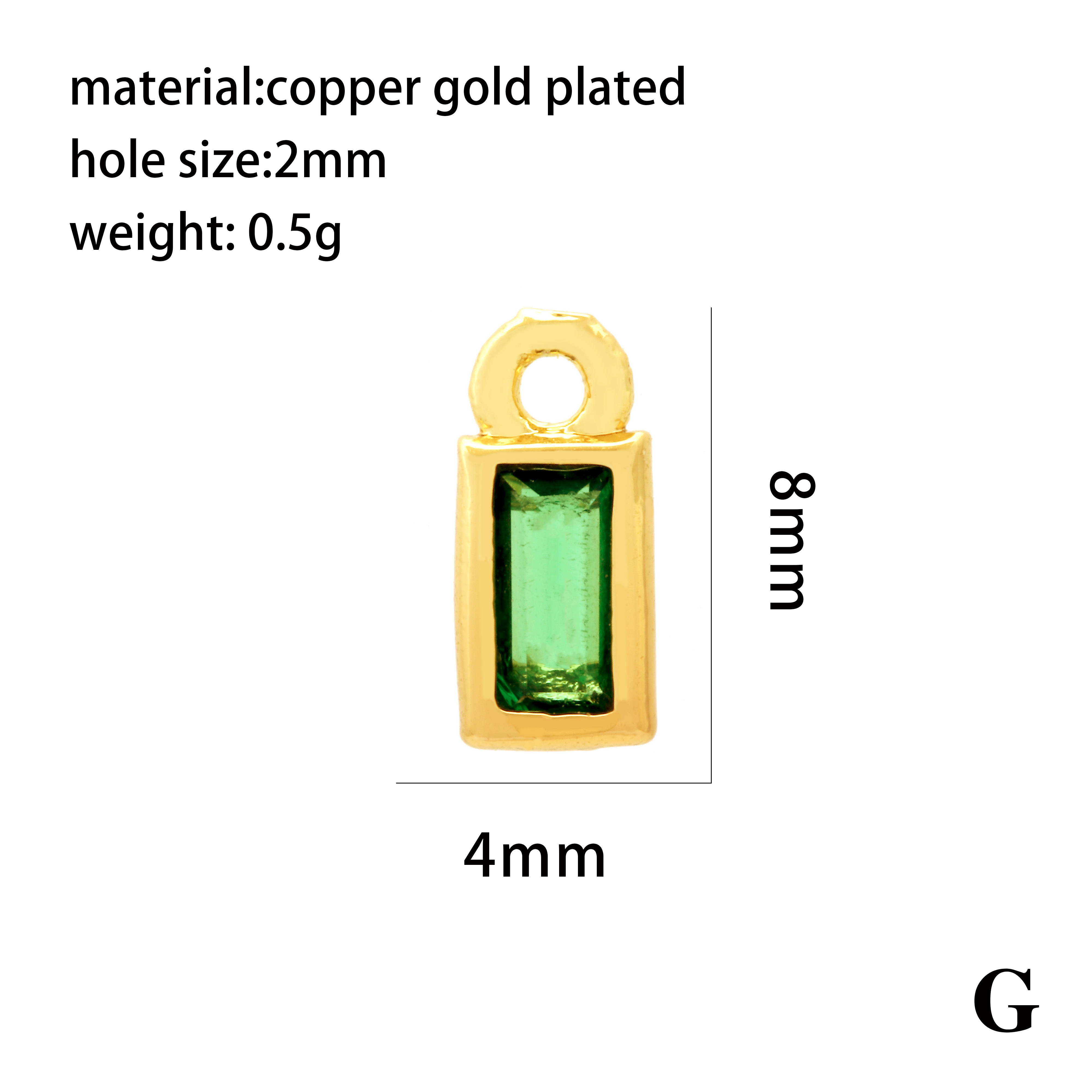 Casual Simple Style Round Rectangle Copper Plating Inlay Zircon 18k Gold Plated Charms display picture 13