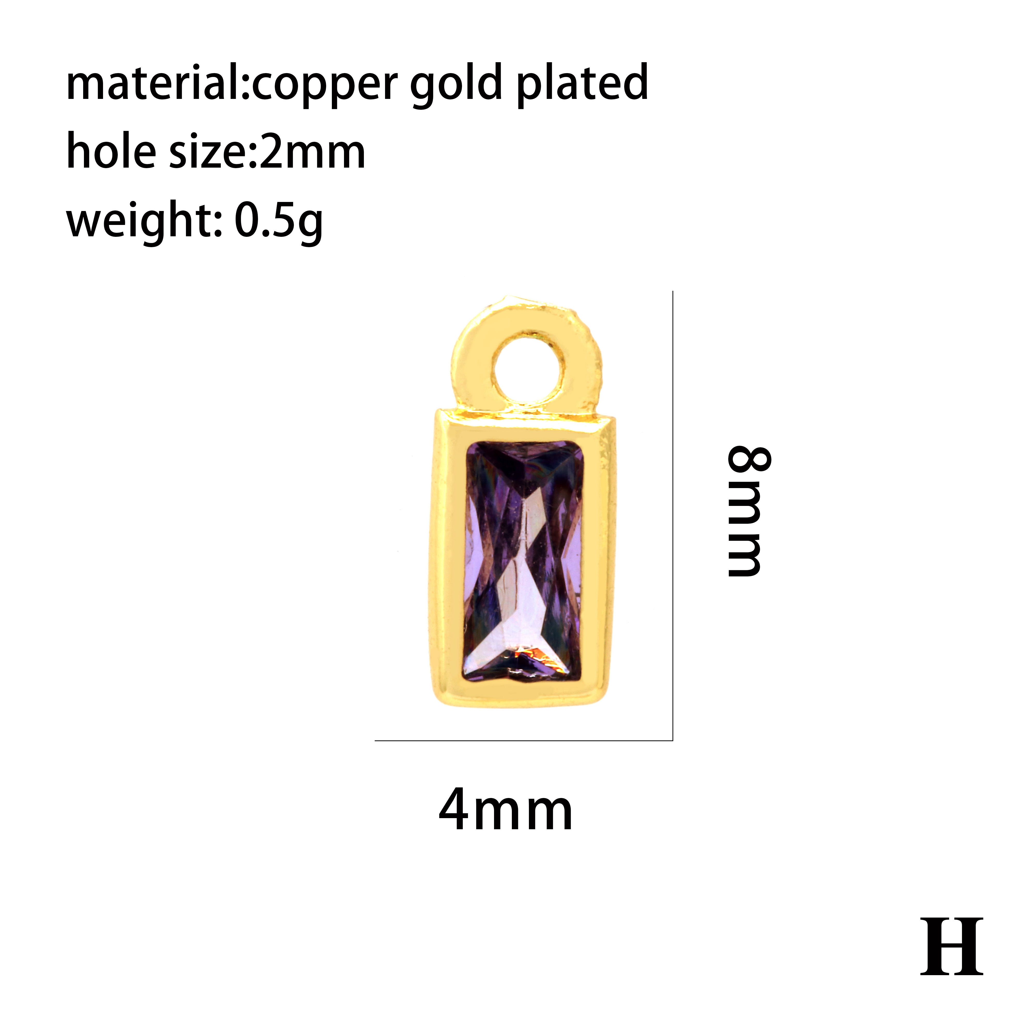 Casual Simple Style Round Rectangle Copper Plating Inlay Zircon 18k Gold Plated Charms display picture 14