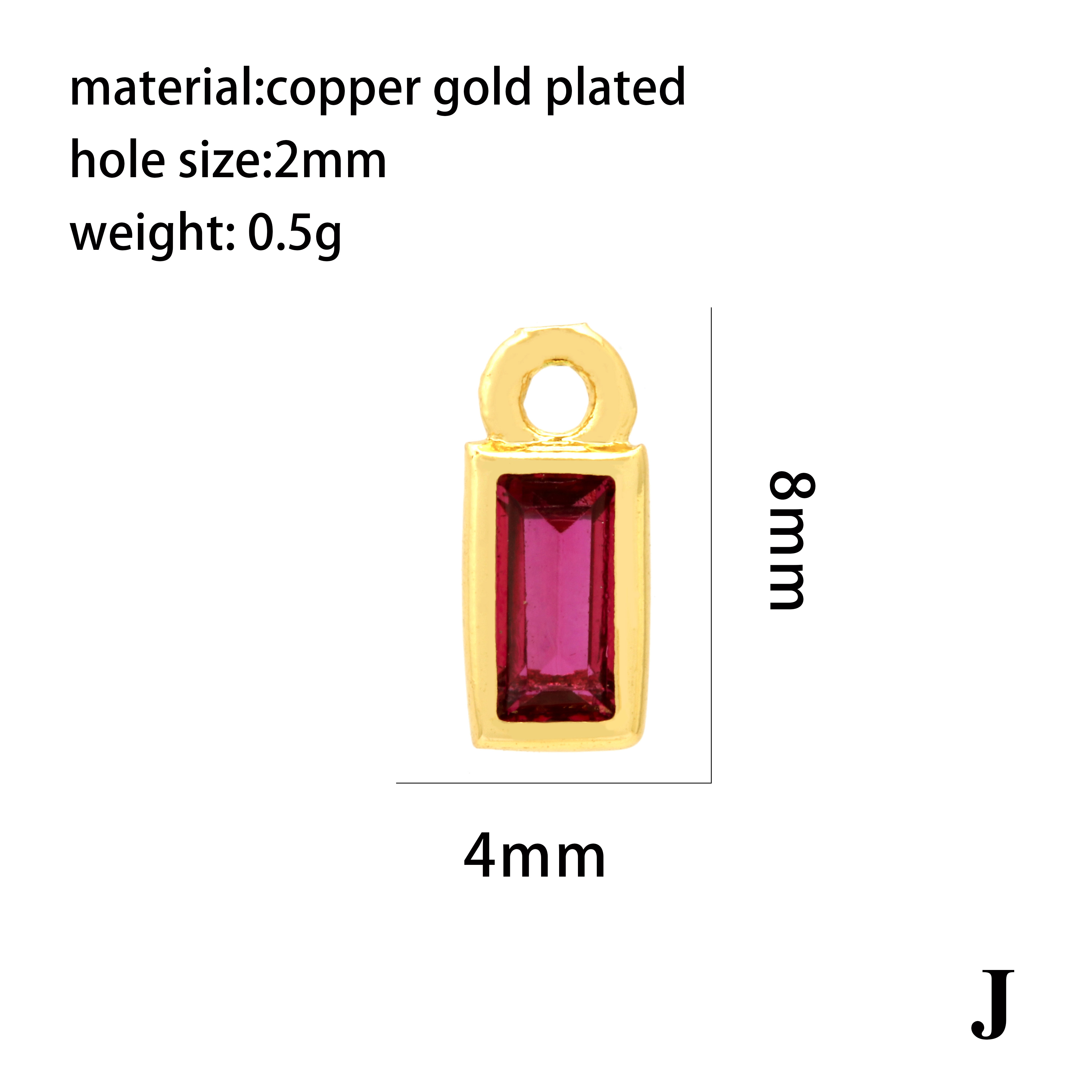 Casual Simple Style Round Rectangle Copper Plating Inlay Zircon 18k Gold Plated Charms display picture 11