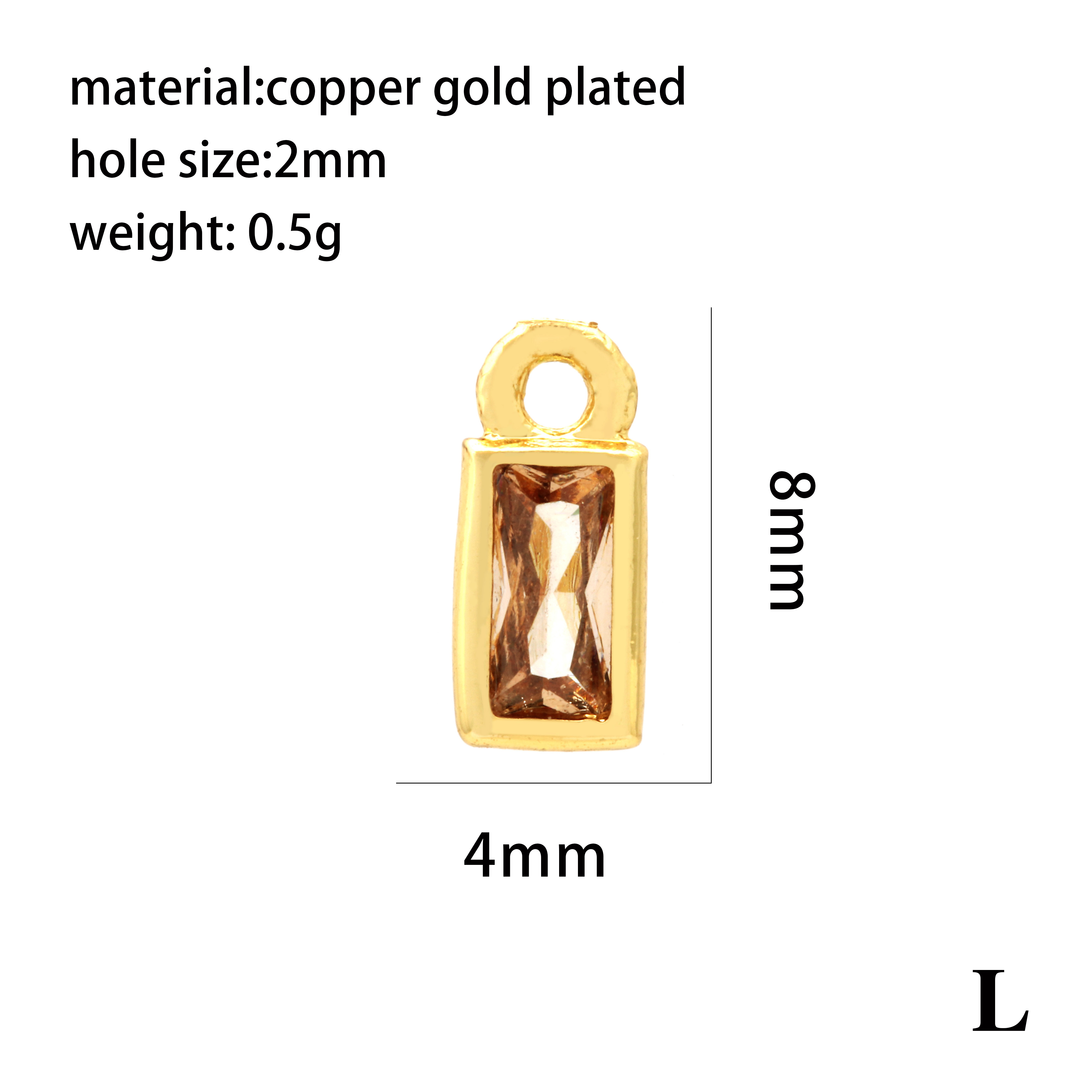 Casual Simple Style Round Rectangle Copper Plating Inlay Zircon 18k Gold Plated Charms display picture 15