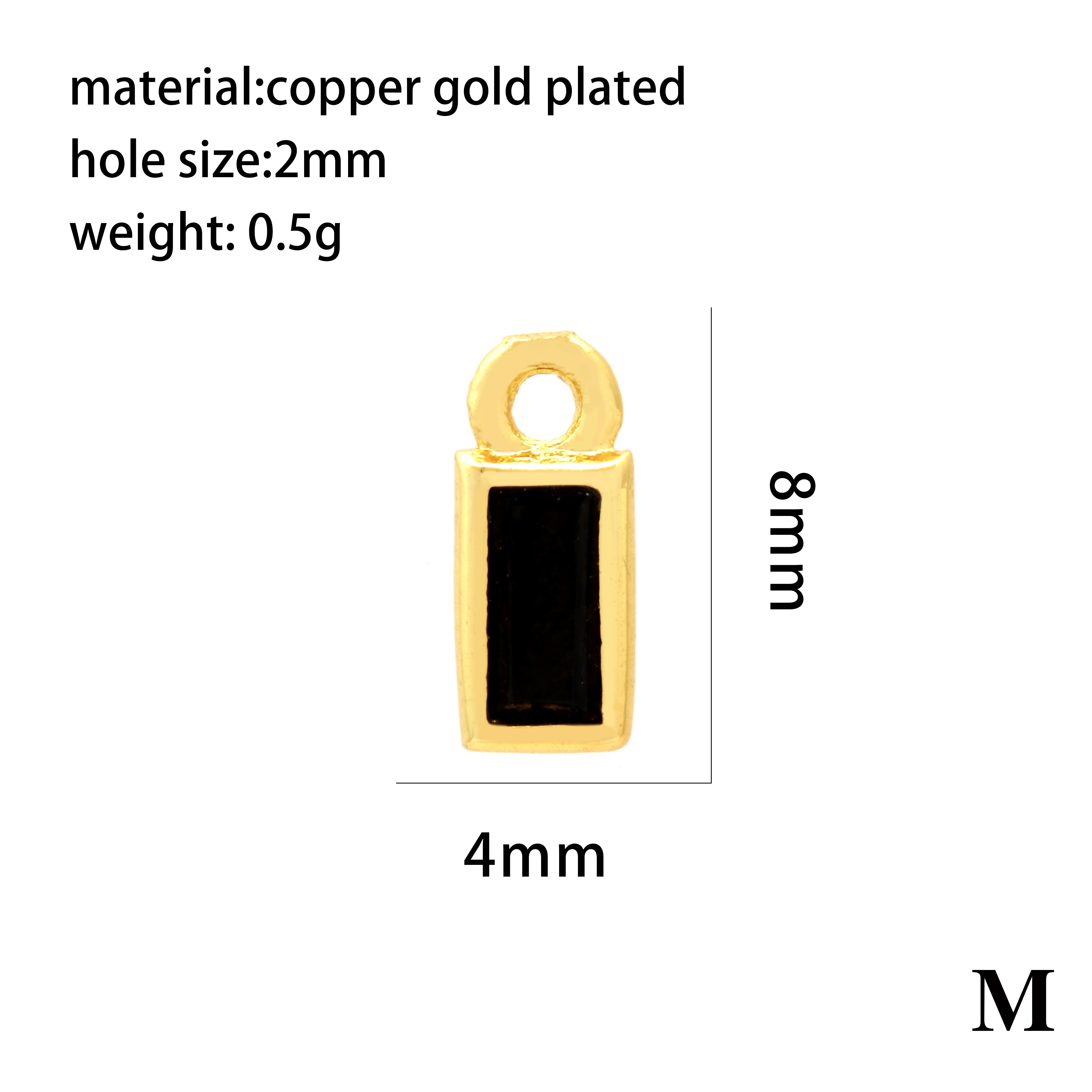 Casual Simple Style Round Rectangle Copper Plating Inlay Zircon 18k Gold Plated Charms display picture 8