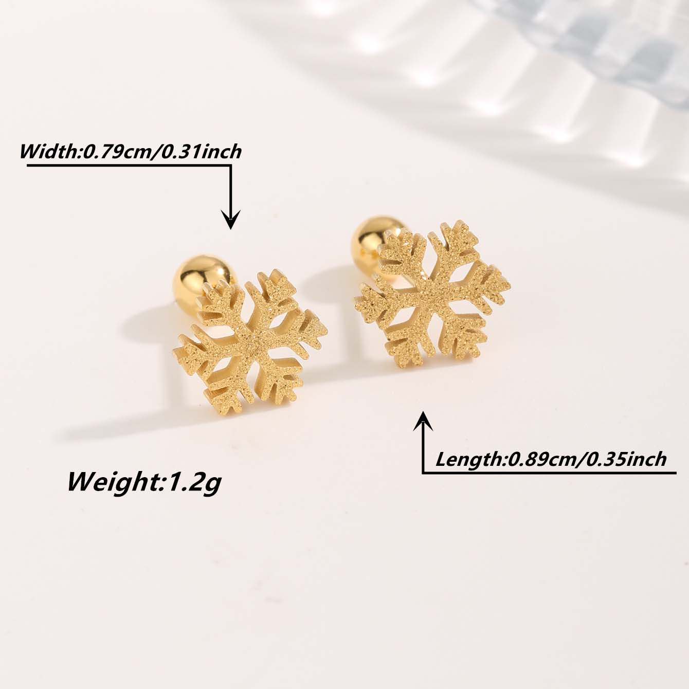 1 Pair Cute Sweet Bow Knot Snowflake Plating Titanium Steel Gold Plated Ear Studs display picture 1