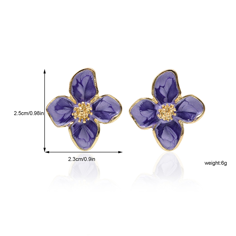 1 Pair Luxurious Sweet Artistic Petal Enamel Three-dimensional Alloy Ear Studs display picture 2