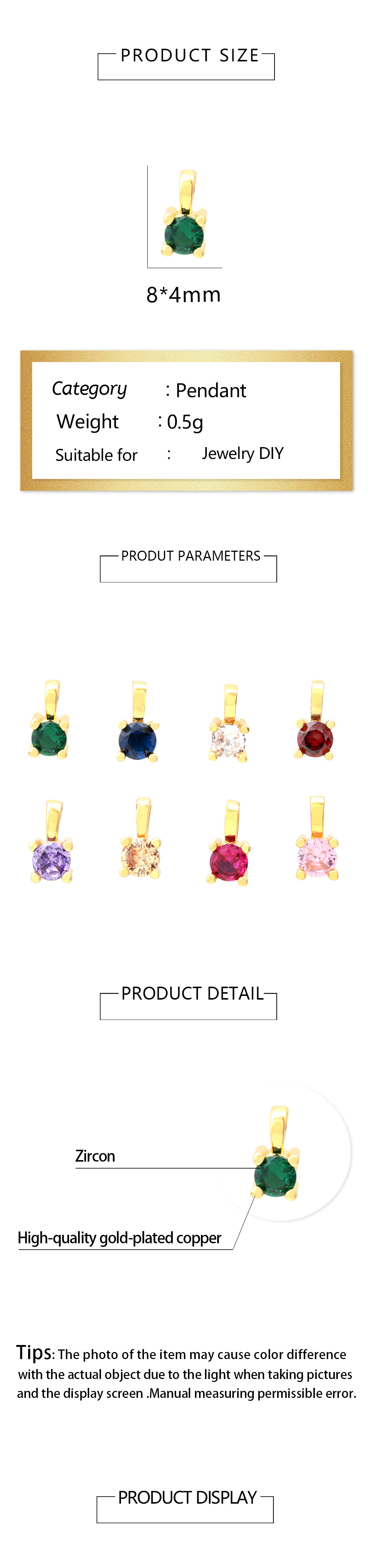Simple Style Round Copper Plating Inlay Zircon 18k Gold Plated Charms display picture 2