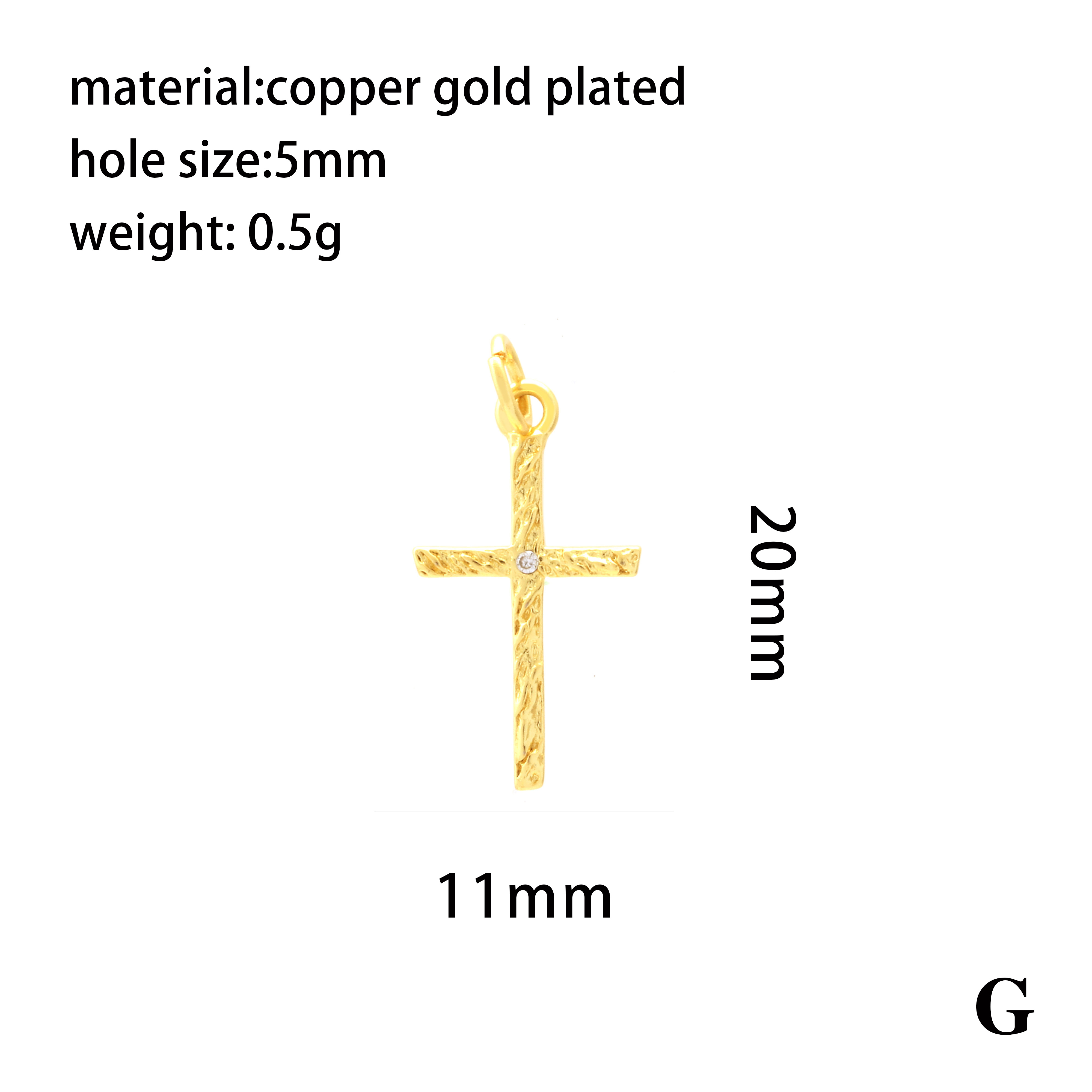 Retro Simple Style Streetwear Cross Sun Heart Shape Copper Plating Inlay Zircon 18k Gold Plated Charms display picture 4