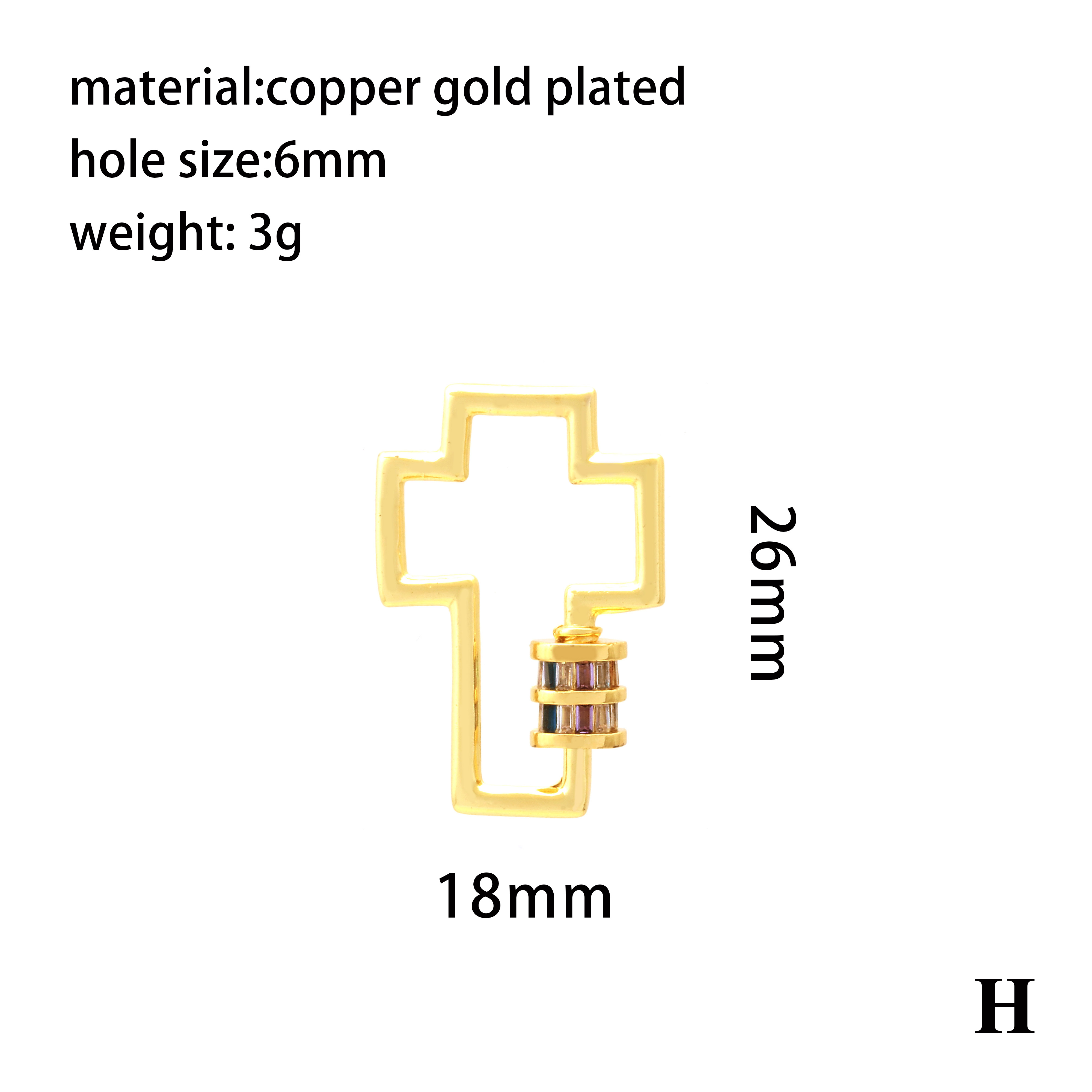 Retro Simple Style Streetwear Cross Sun Heart Shape Copper Plating Inlay Zircon 18k Gold Plated Charms display picture 5