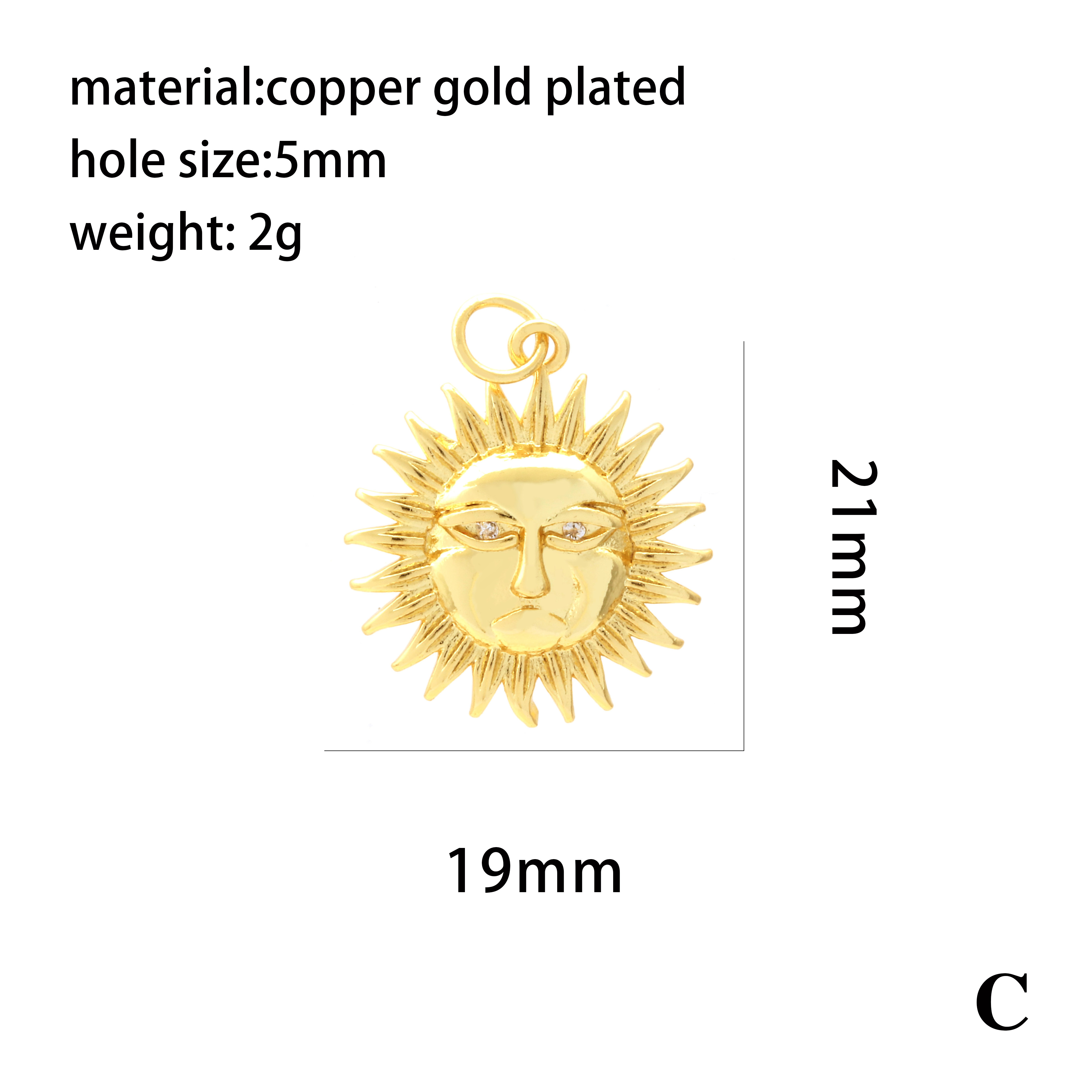 Retro Simple Style Streetwear Cross Sun Heart Shape Copper Plating Inlay Zircon 18k Gold Plated Charms display picture 11