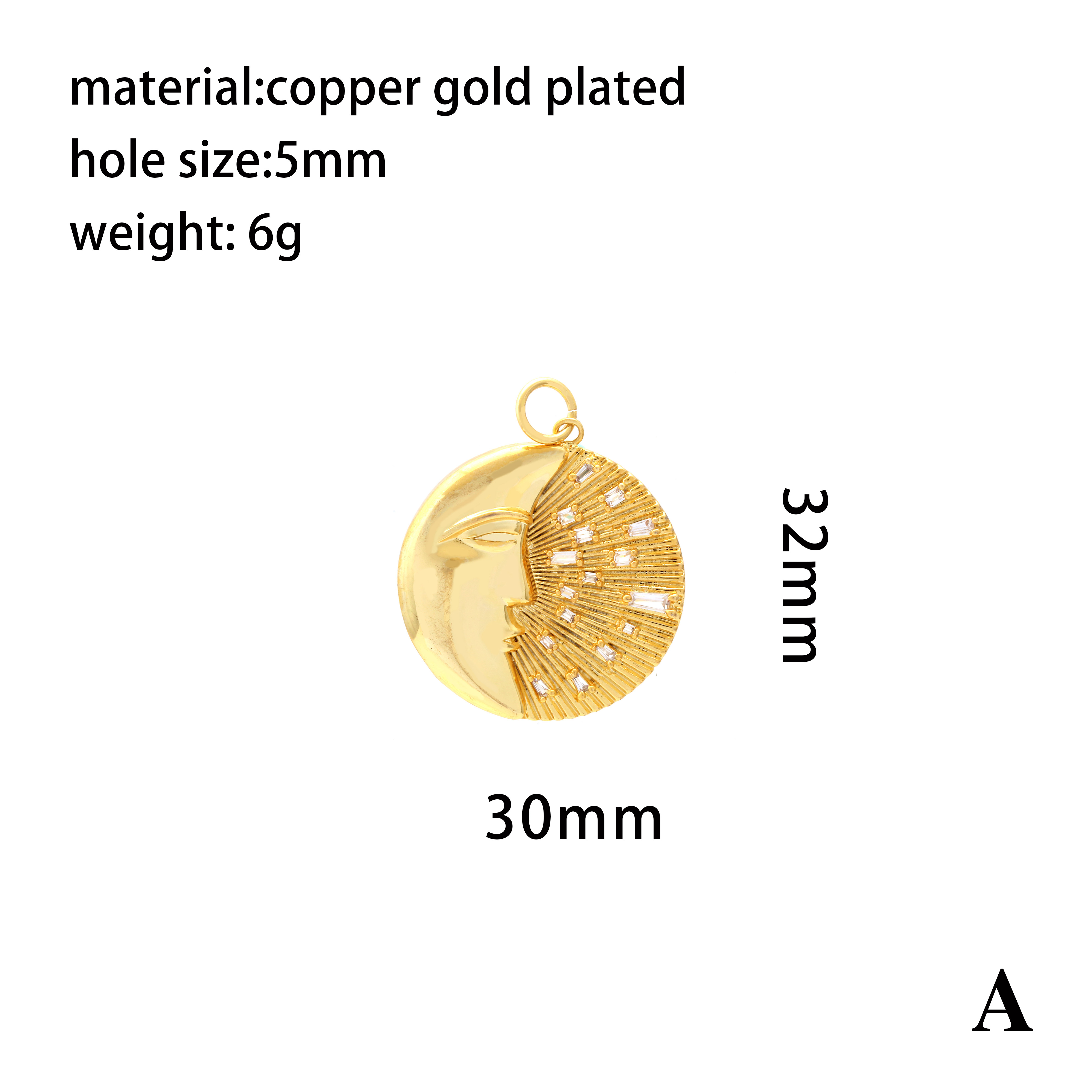 Retro Simple Style Streetwear Cross Sun Heart Shape Copper Plating Inlay Zircon 18k Gold Plated Charms display picture 13